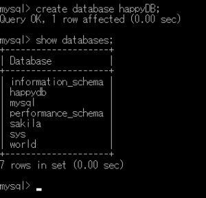 新たにデータベースを作成した結果