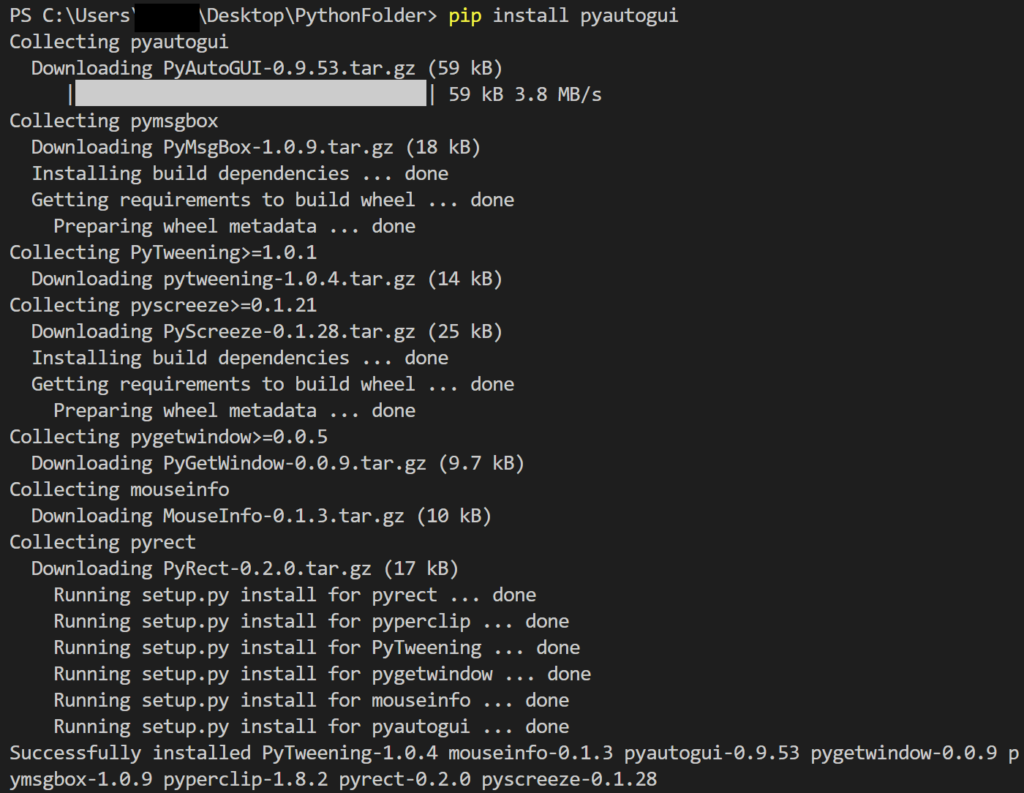 pyautoguiInstall-vscode